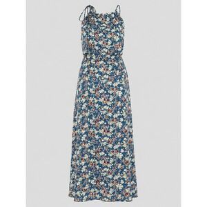 Vintage Felix Floral Maxi Dress Blue Cottagecore Spaghetti Strap Small Made USA